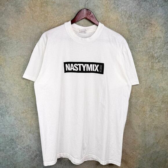 VTG 1989 Nastymix Records T Shirt Sz XL White Single Stitch Sir Mix A Lot Rap - Picture 1 of 7